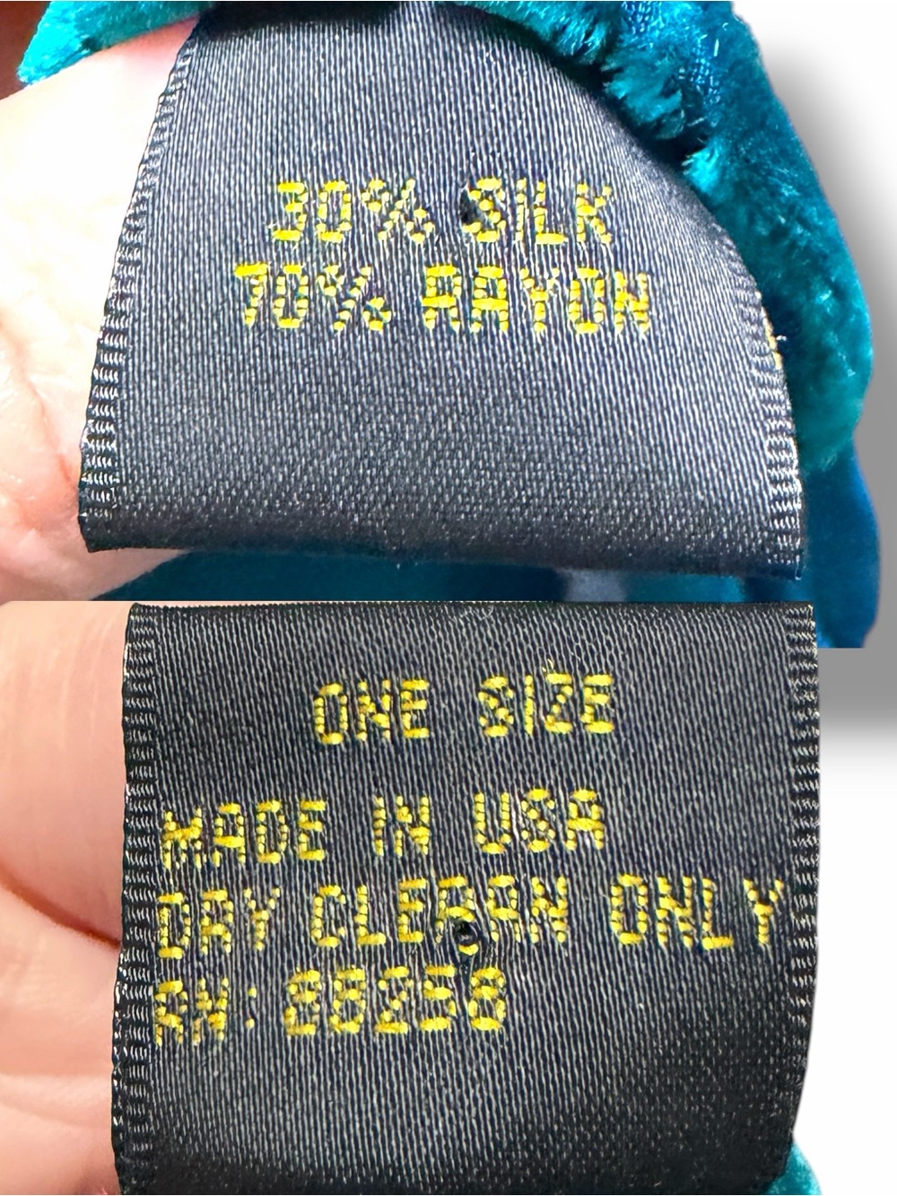 Maya Boutique Turquoise Teal Silk Burnout Velvet Kimono MSRP $400 - Picture 16 of 16